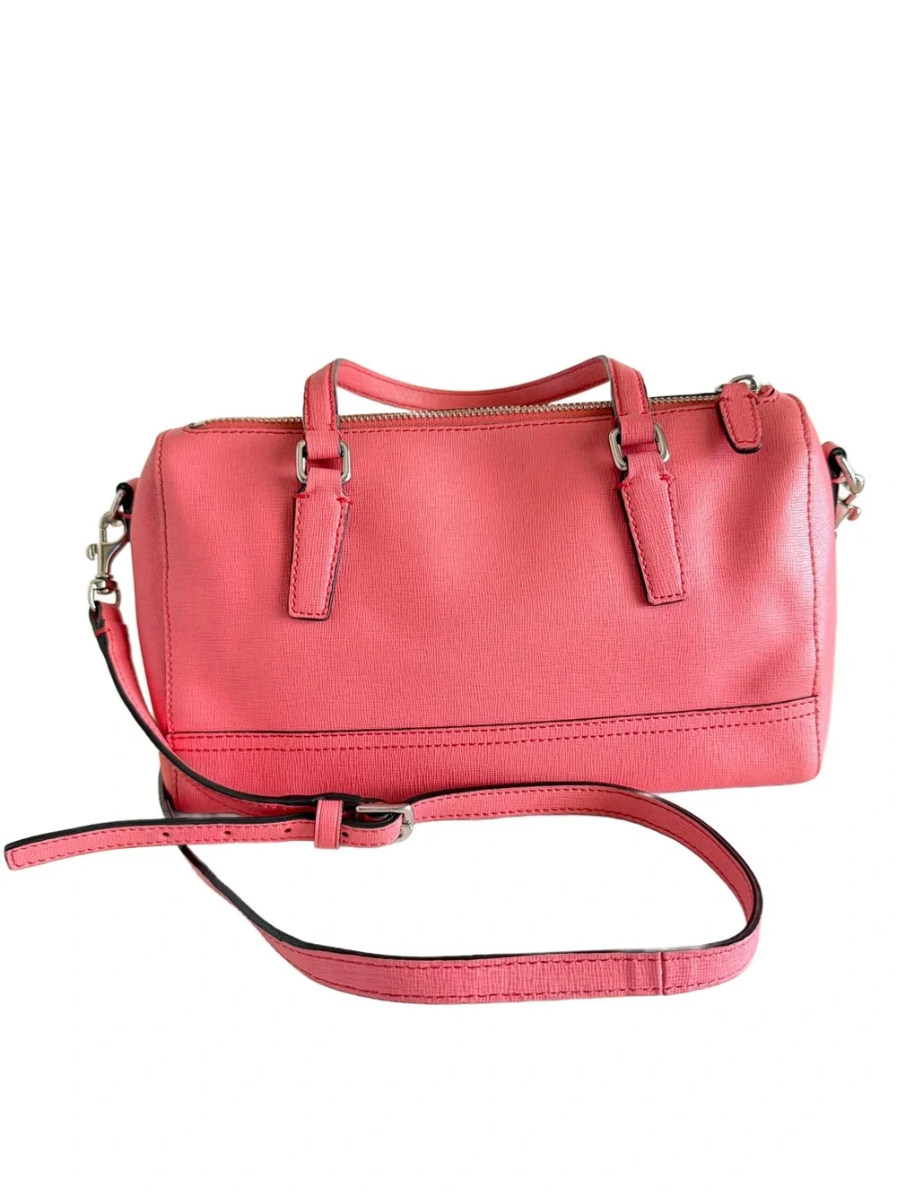 Coach Legacy Saffiano Leather Mini Satchel Coral Pink 49392 Crossbody EUC Strap